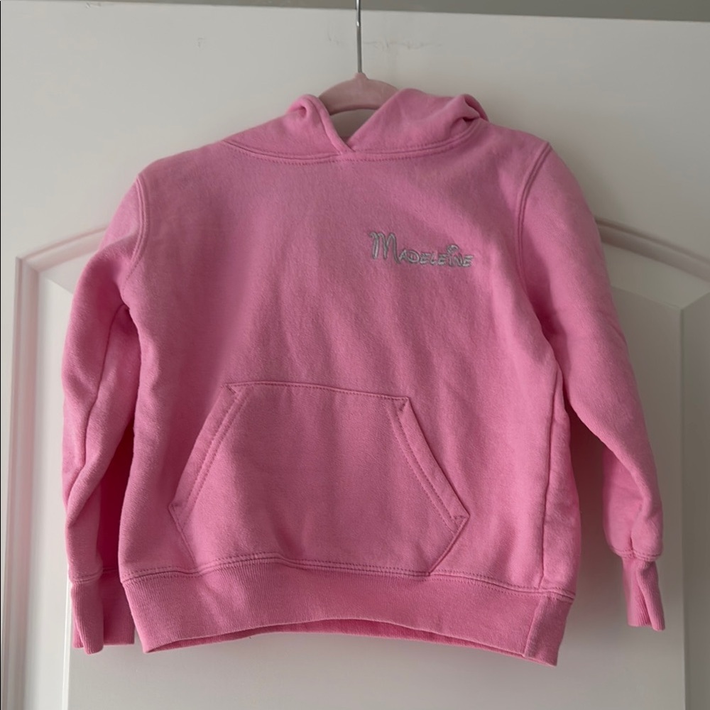 Pink Custom Toddler Hoodie Embroidered with “Madeleine”